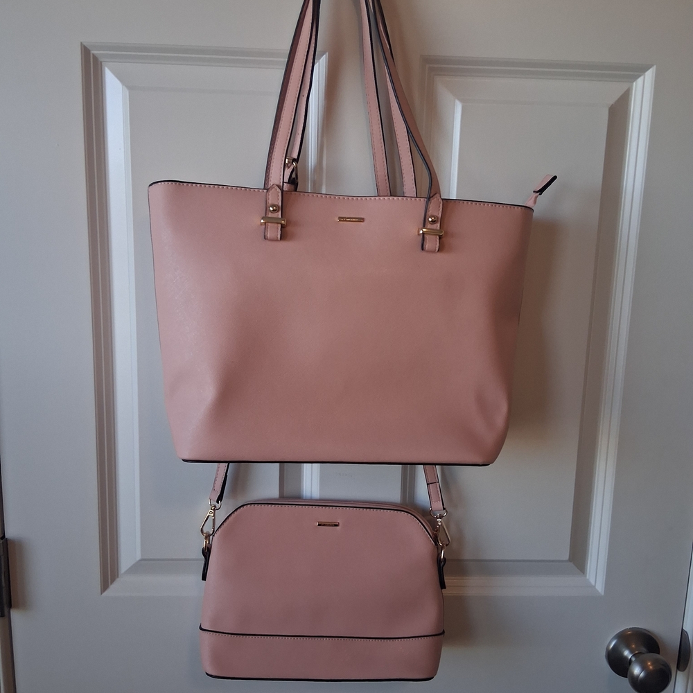 Elegant Pink Tote and Crossbody Bag Set